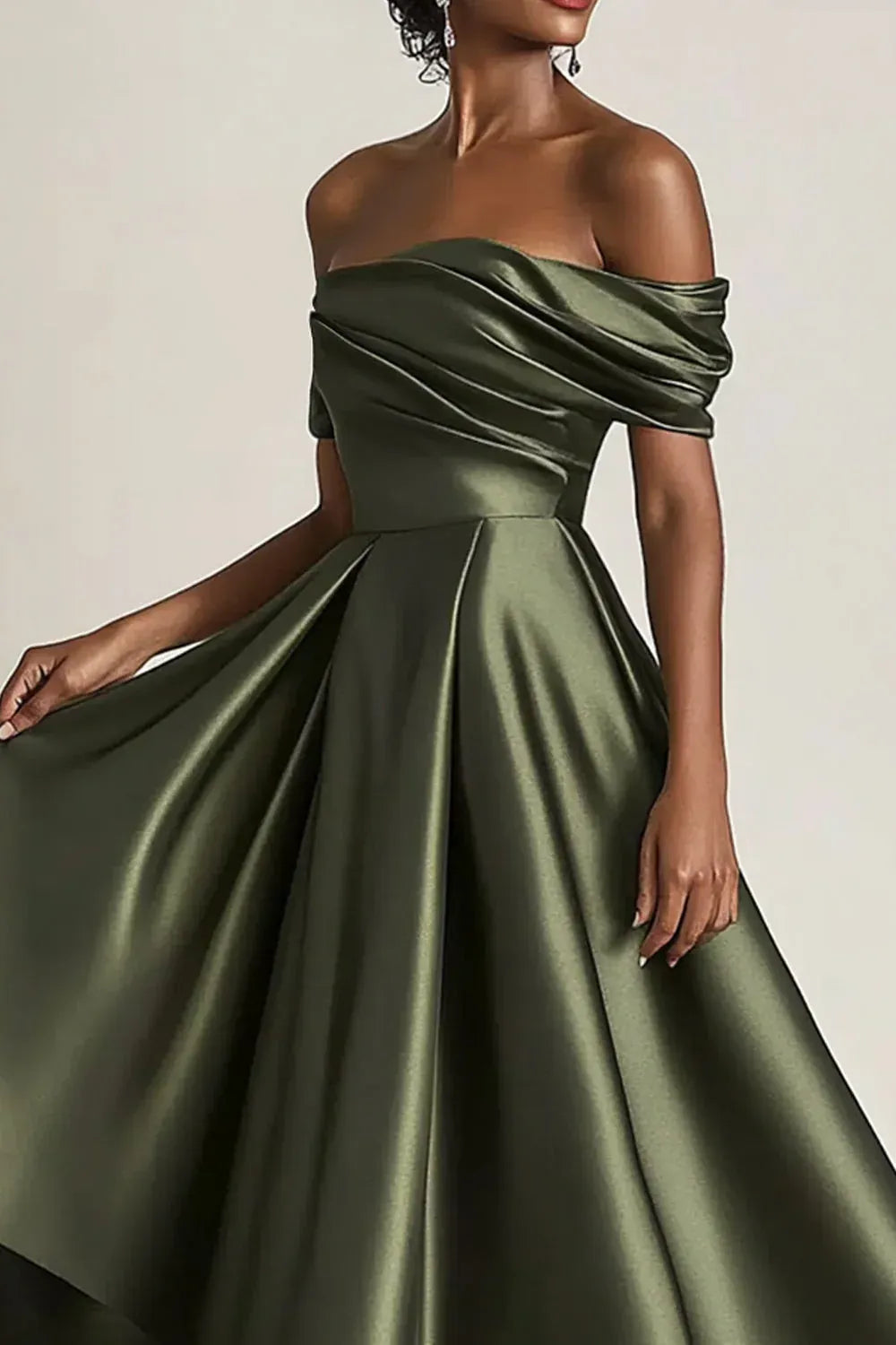 A-Line Off the Shoulder Sleeveless Ruched Floor-Length Mother of the Bride Dress