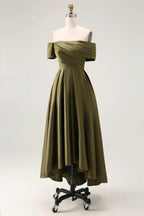 A-Line Off the Shoulder Sleeveless Ruched Floor-Length Mother of the Bride Dress