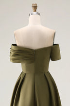 A-Line Off the Shoulder Sleeveless Ruched Floor-Length Mother of the Bride Dress