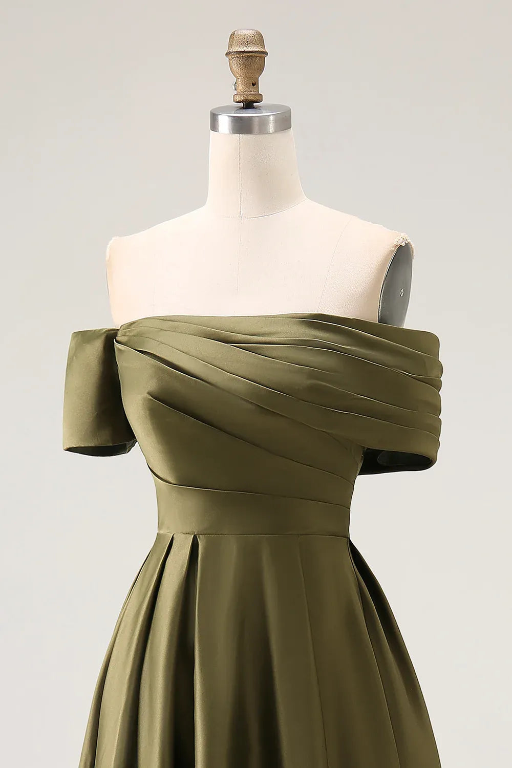 A-Line Off the Shoulder Sleeveless Ruched Floor-Length Mother of the Bride Dress