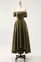 A-Line Off the Shoulder Sleeveless Ruched Floor-Length Mother of the Bride Dress
