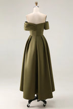 A-Line Off the Shoulder Sleeveless Ruched Floor-Length Mother of the Bride Dress