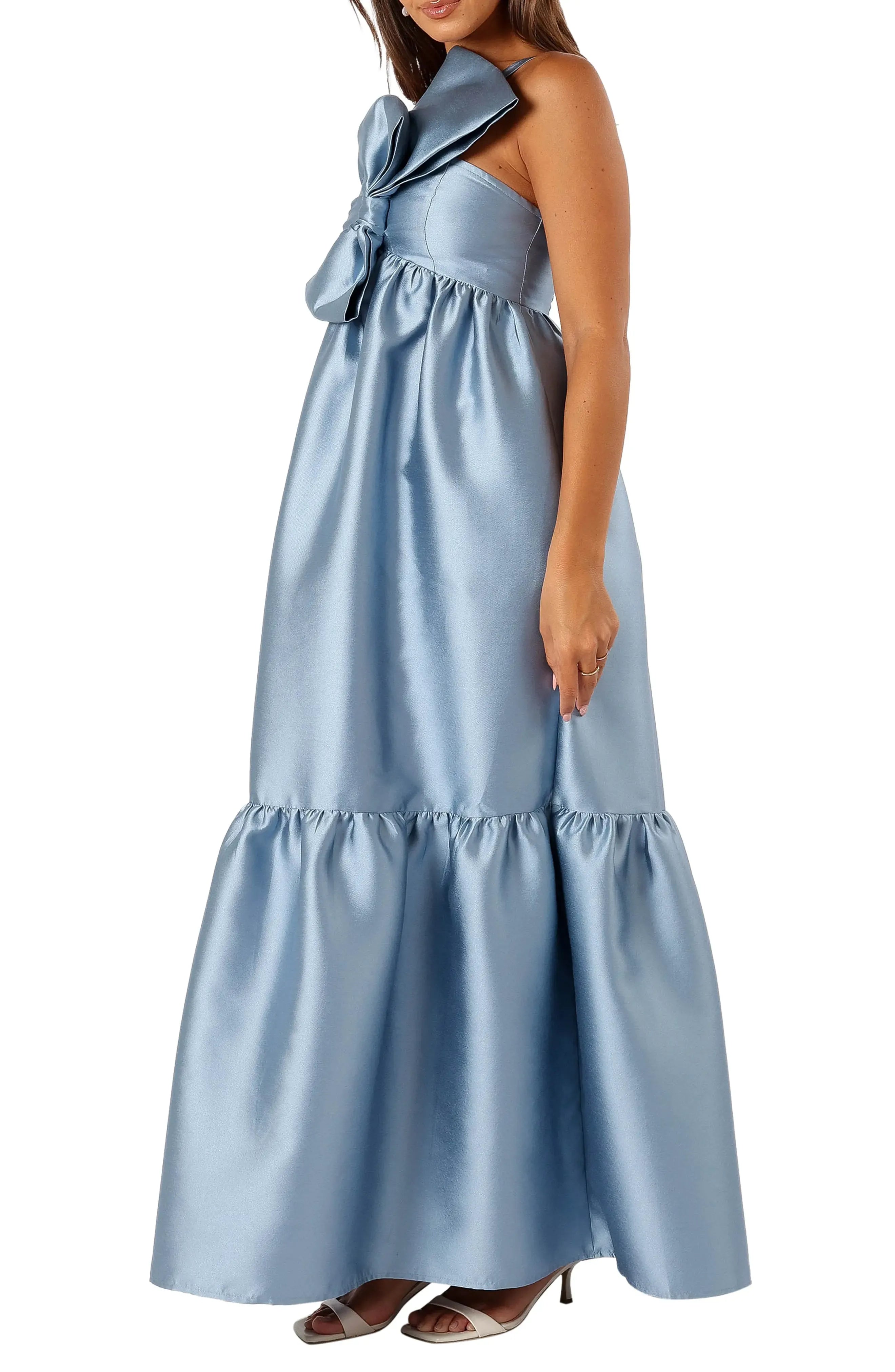 A-Line One-Shoulder Sleeveless Floor-Length Prom Dress
