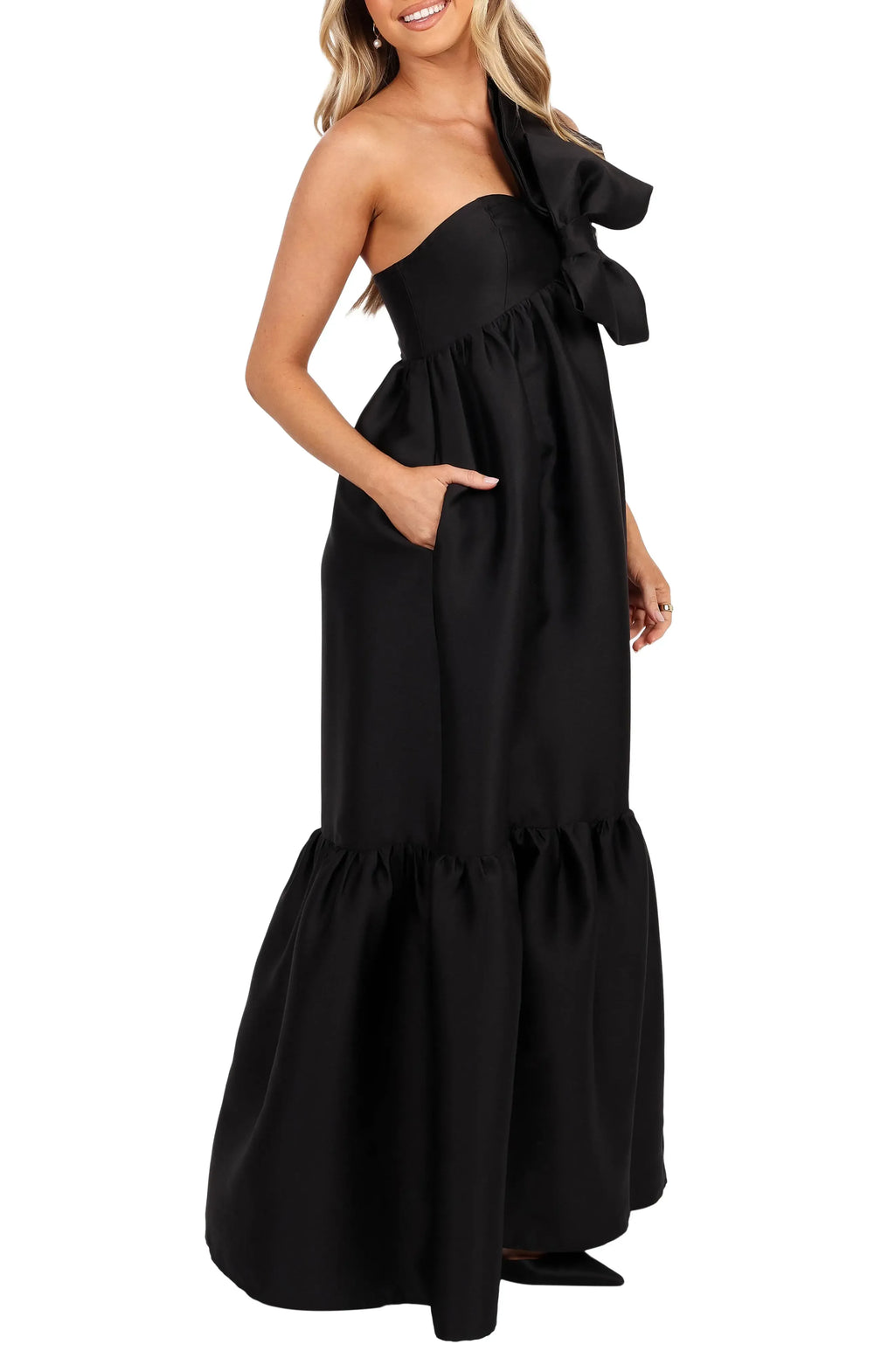 A-Line One-Shoulder Sleeveless Floor-Length Prom Dress