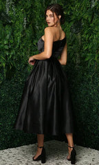A-Line One-Shoulder Sleeveless Tea-Length Prom Dress