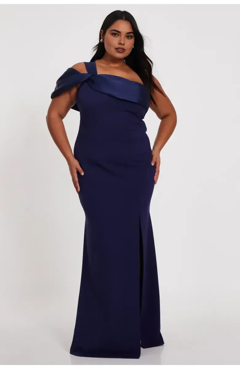 A-Line One Shoulder Sleeveless Floor-Length Plus Size Prom Dress