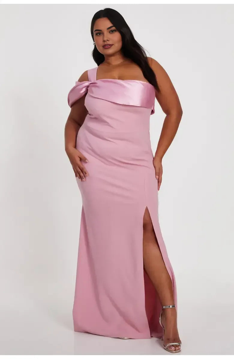A-Line One Shoulder Sleeveless Floor-Length Plus Size Prom Dress