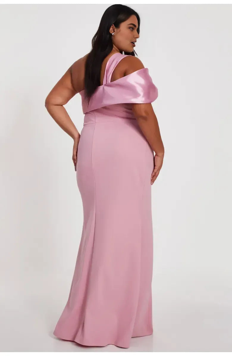 A-Line One Shoulder Sleeveless Floor-Length Plus Size Prom Dress