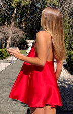 A-Line/Princess Halter Neck Sleeveless Backless Above Knee Homecoming Dress