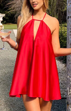 A-Line/Princess Halter Neck Sleeveless Backless Above Knee Homecoming Dress