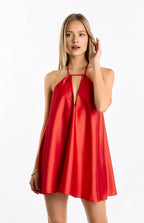 A-Line/Princess Halter Neck Sleeveless Backless Above Knee Homecoming Dress