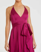 A-Line/Princess Halter Neck Sleeveless Backless Floor-Length Prom Dress
