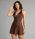 A-Line/Princess Halter Sleeveless Open Back Short-Mini Homecoming Dresses