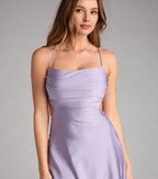 A-Line/Princess Halter Sleeveless Open Cross-Back Short-Mini Homecoming Dresses
