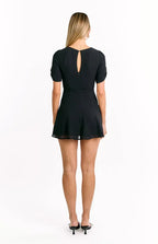 A-Line/Princess High Neck Short Sleeve Keyhole Cutout Back Above Knee Homecoming Dress