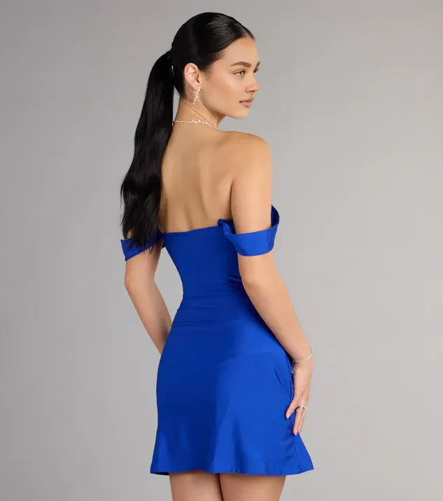 A-Line/Princess Off-The-Shoulder Sleeveless Backless Short-Mini Homecoming Dresses