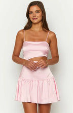 A-Line/Princess Spaghetti Straps Sleeveless Backless Above Knee Homecoming Dress