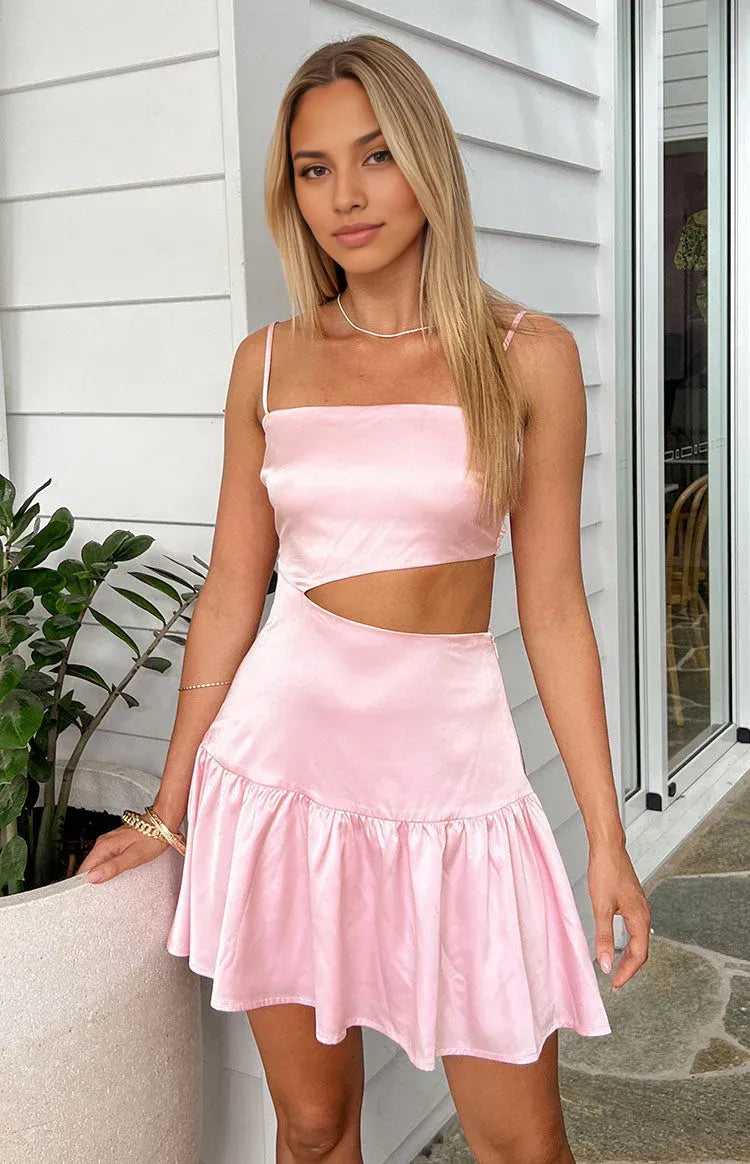 A-Line/Princess Spaghetti Straps Sleeveless Backless Above Knee Homecoming Dress