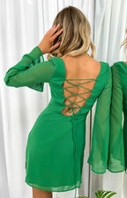 A-Line/Princess Square Neck Long Sleeve Up Above Knee Homecoming Dress