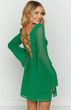 A-Line/Princess Square Neck Long Sleeve Up Above Knee Homecoming Dress