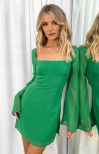 A-Line/Princess Square Neck Long Sleeve Up Above Knee Homecoming Dress