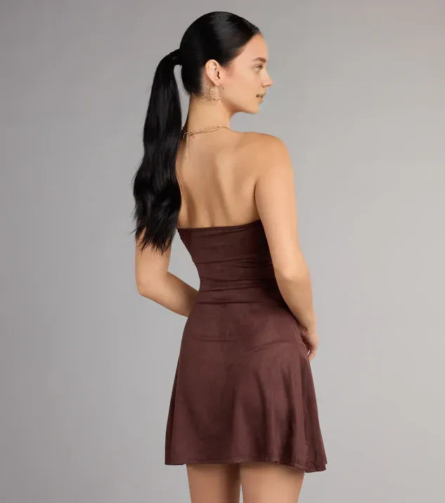 A-Line/Princess Strapless Sleeveless Backless Short-Mini Homecoming Dresses