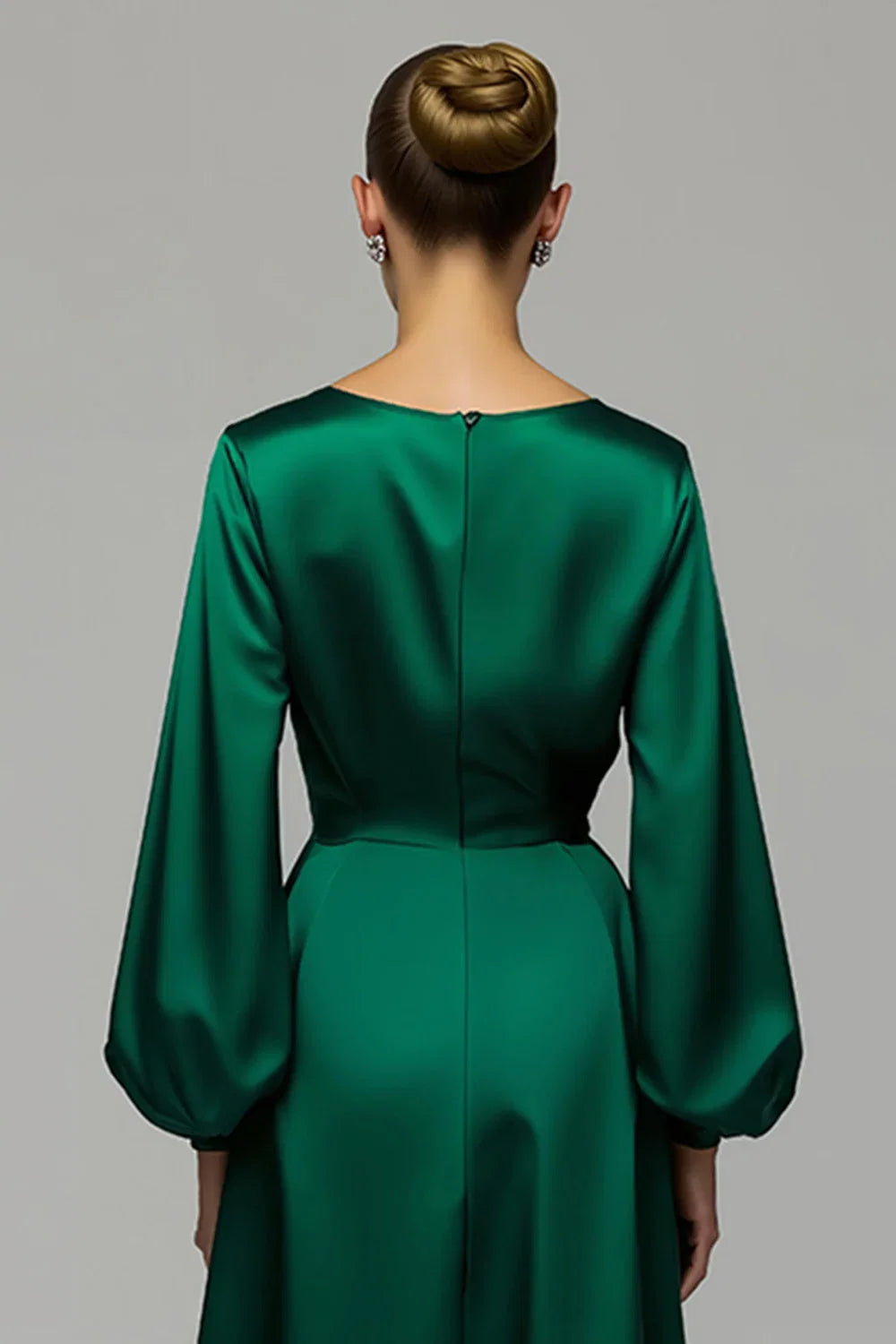 A-Line Scoop Neck Long Sleeve Ankle-Length Prom Dress