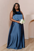 A-Line Scoop Neck Sleeveless Floor-Length Plus Size Prom Dress