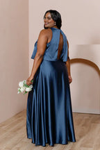 A-Line Scoop Neck Sleeveless Floor-Length Plus Size Prom Dress
