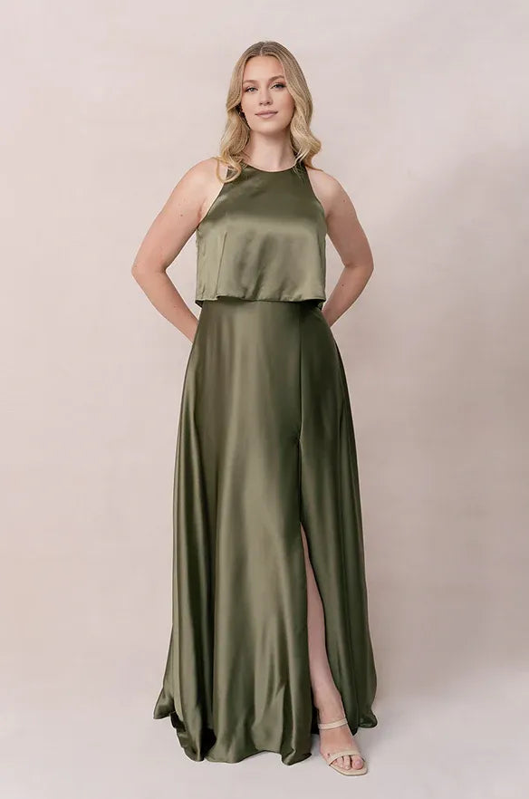 A-Line Scoop Neck Sleeveless Floor-Length Prom Dress