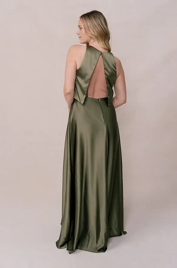 A-Line Scoop Neck Sleeveless Floor-Length Prom Dress