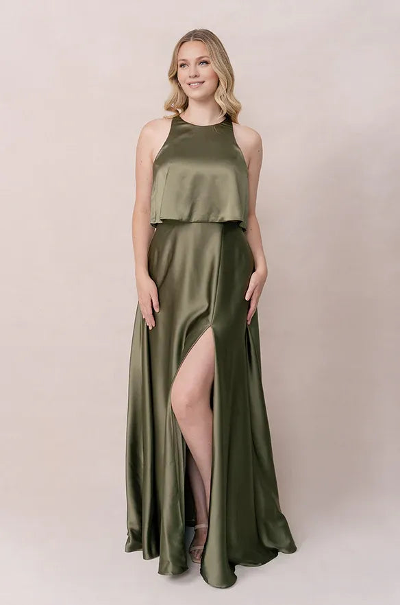 A-Line Scoop Neck Sleeveless Floor-Length Prom Dress