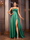 A-Line Spaghetti Straps Sleeveless Up Floor-Length Prom Dress