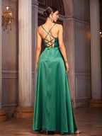 A-Line Spaghetti Straps Sleeveless Up Floor-Length Prom Dress