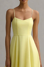 A-Line Spaghetti Straps Sleeveless Floor-Length Prom Dress