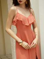 A-Line Spaghetti Straps Sleeveless Zipper Up Floor-Length Prom Dress