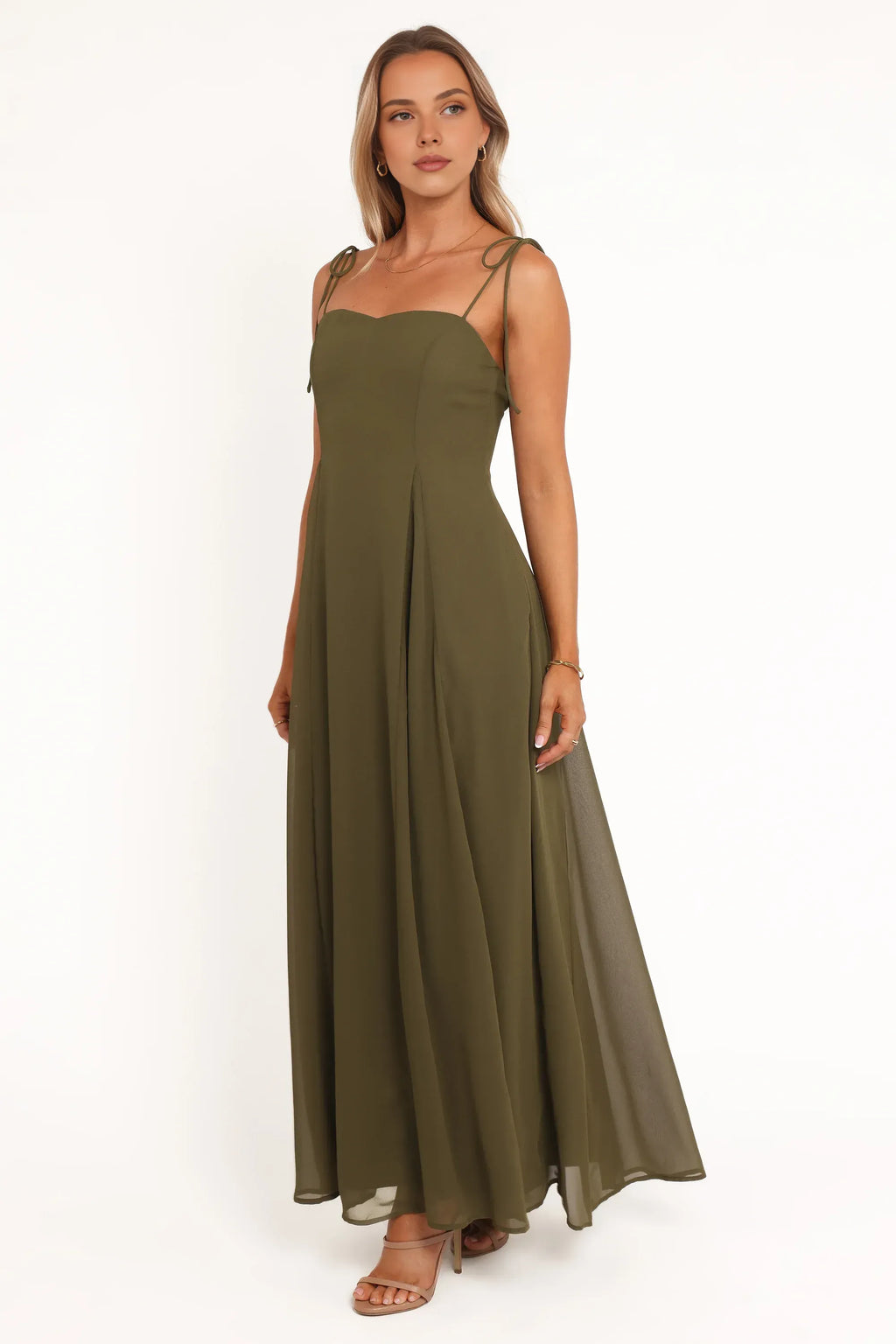 A-Line Spaghetti Straps Sleeveless Zipper Up Floor-Length Prom Dress