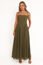 A-Line Spaghetti Straps Sleeveless Zipper Up Floor-Length Prom Dress