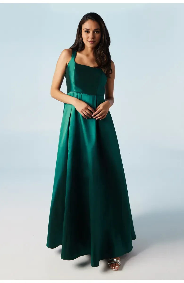 A-Line Square-Neck Sleeveless Floor-Length Prom Dress
