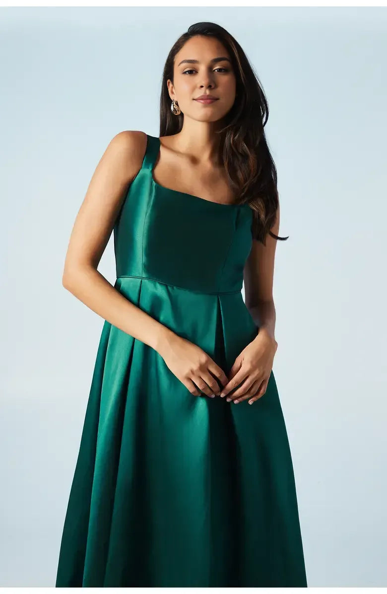 A-Line Square-Neck Sleeveless Floor-Length Prom Dress