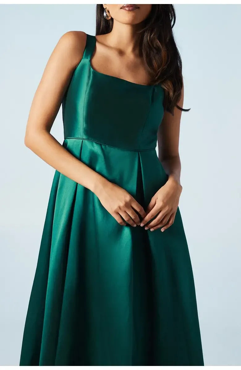 A-Line Square-Neck Sleeveless Floor-Length Prom Dress