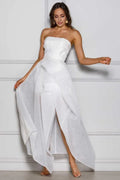 A-Line Strapless Sleeveless Backless Ankle-Length Wedding Dress