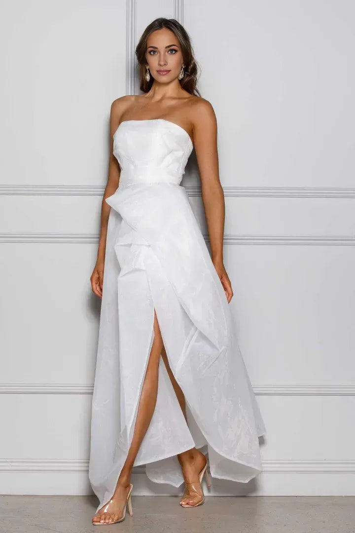 A-Line Strapless Sleeveless Backless Ankle-Length Wedding Dress