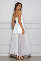 A-Line Strapless Sleeveless Backless Ankle-Length Wedding Dress