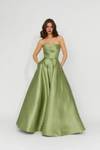 A-Line Strapless Sleeveless Floor-Length Prom Dress