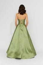 A-Line Strapless Sleeveless Floor-Length Prom Dress