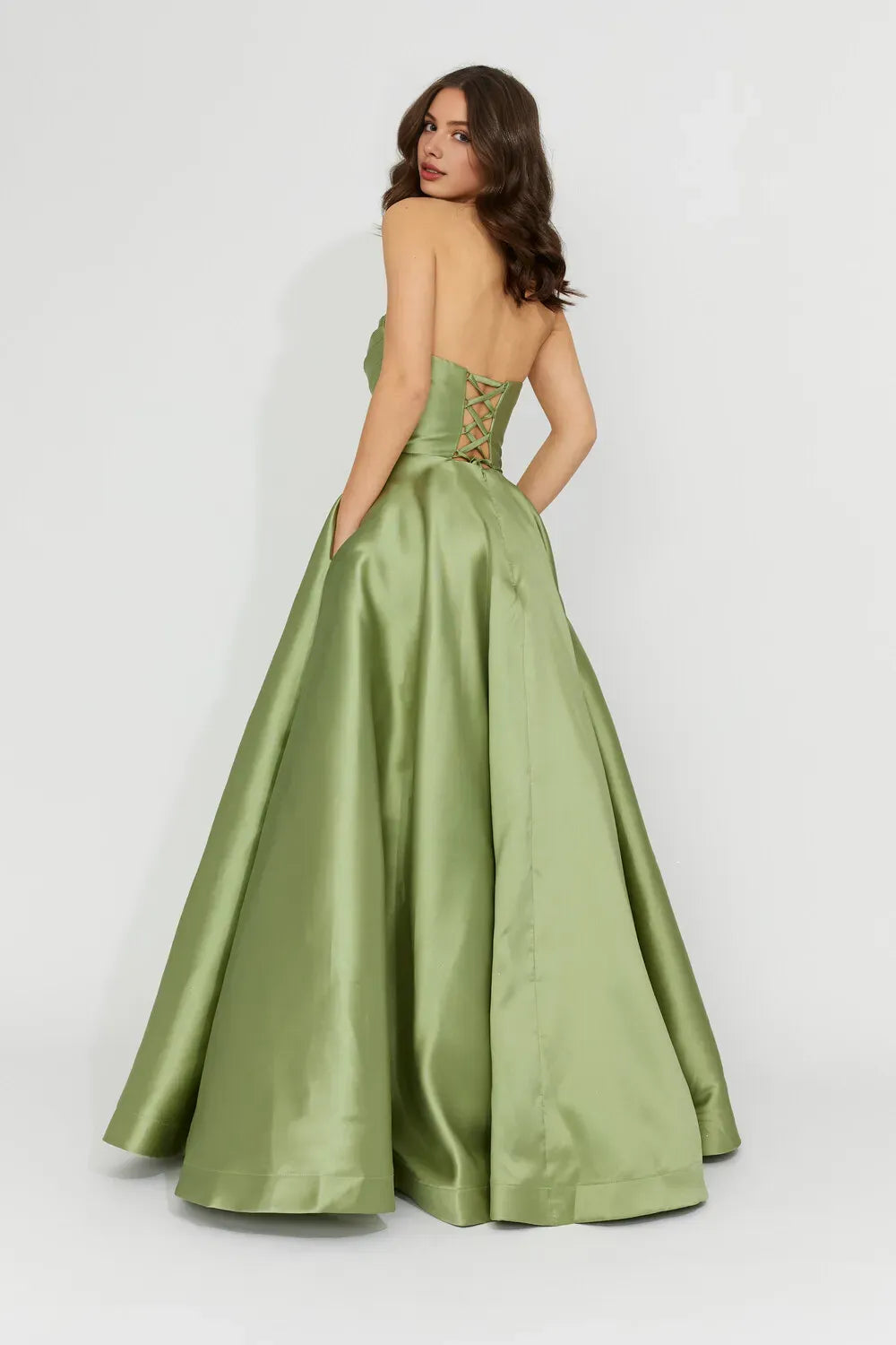 A-Line Strapless Sleeveless Floor-Length Prom Dress