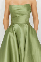 A-Line Strapless Sleeveless Floor-Length Prom Dress