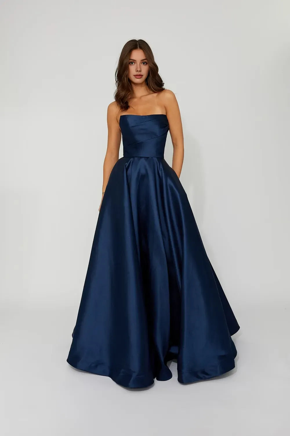 A-Line Strapless Sleeveless Floor-Length Prom Dress