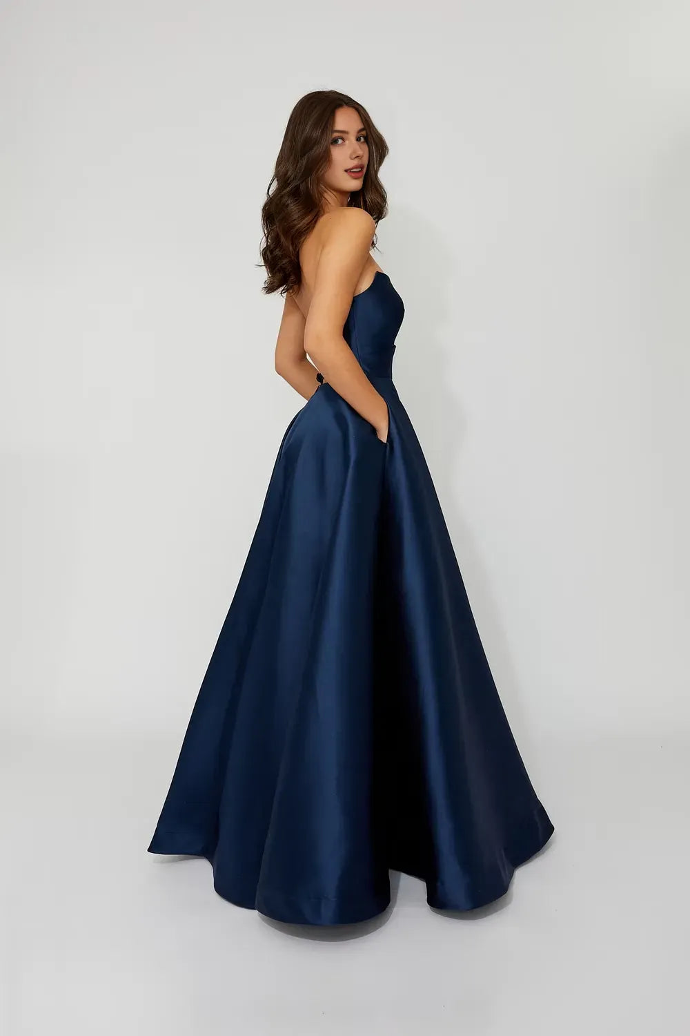 A-Line Strapless Sleeveless Floor-Length Prom Dress